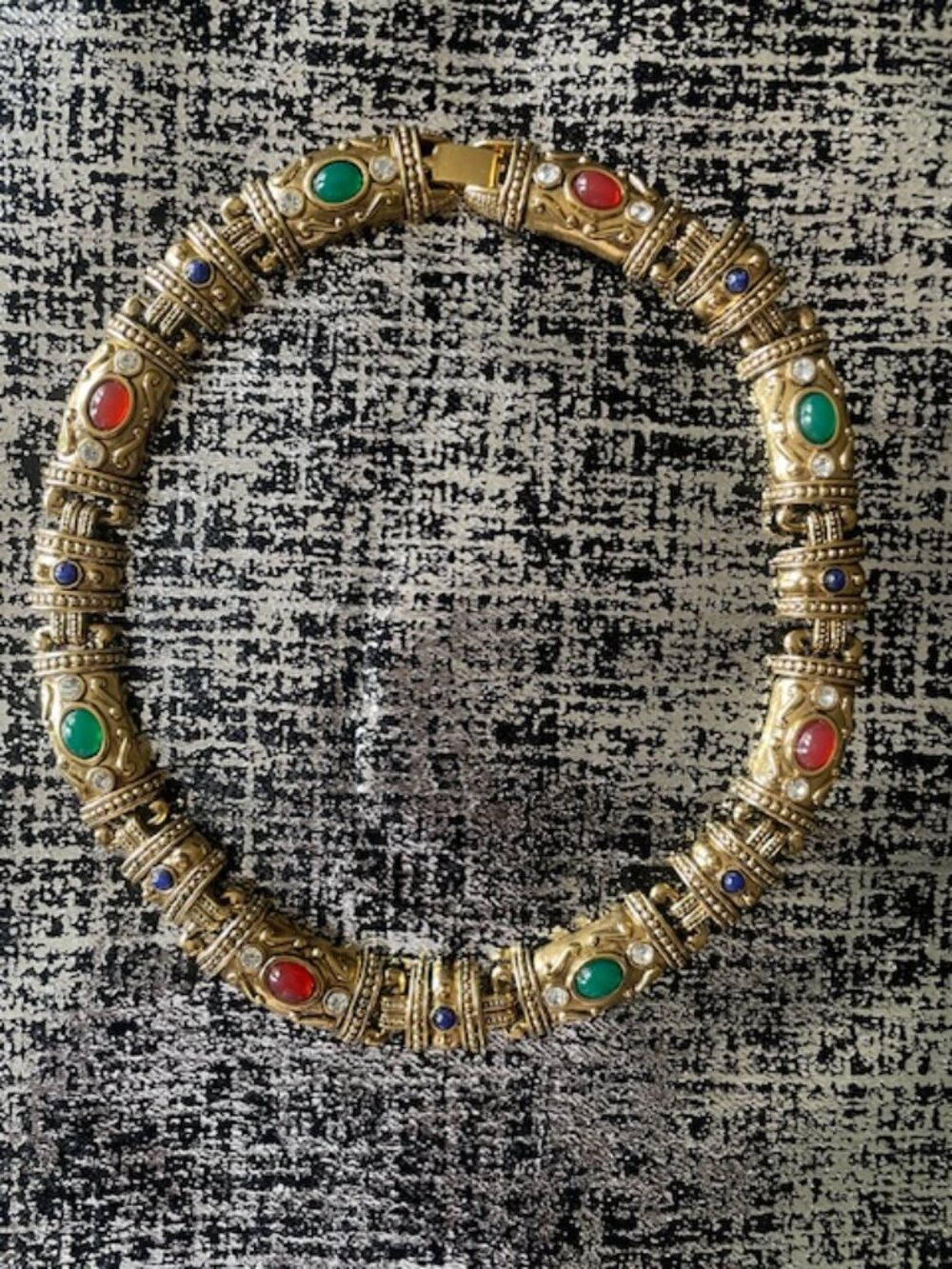 Vintage Etruscan Mogul Style Collar Necklace Bib Mod Choker